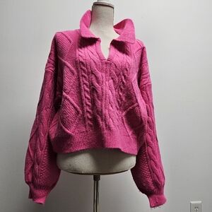 Steve Madden Hot Pink Cropped Sweater